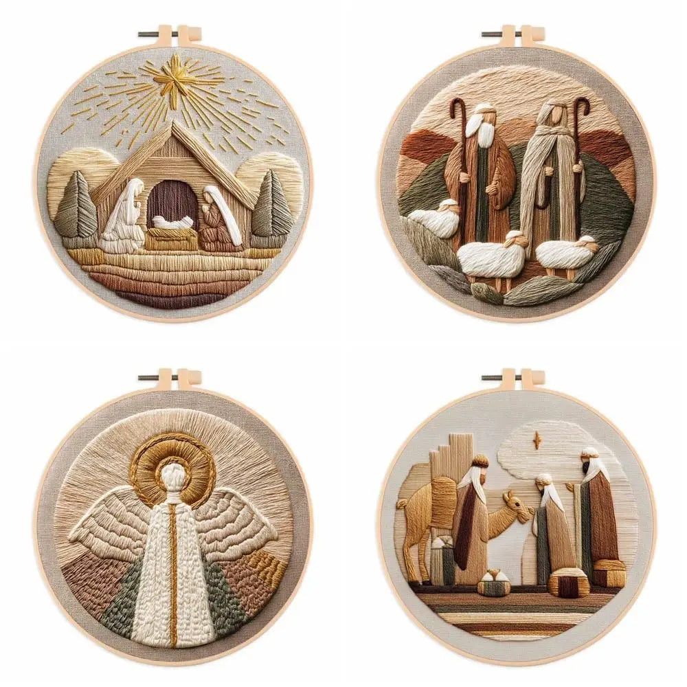 Christmas Cross Stitch Nativity Scene Embroidery Kit Non-finished Products DIY DIY Religious Vintage Embroidery Cross Stitch Set Oasis Select