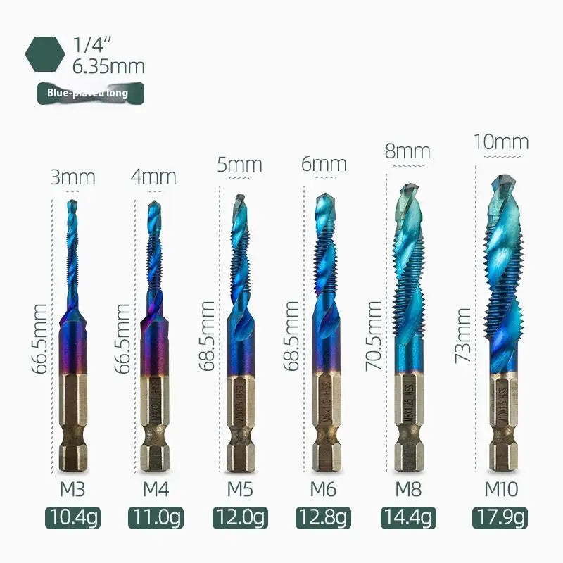 M3 M4 M5 M6 M8 M10 Hand Tools Hex Shank Titanium Plated HSS Screw Thread Metric Tap Drill Bits Screw Machine Compound Tap Oasis Select B2