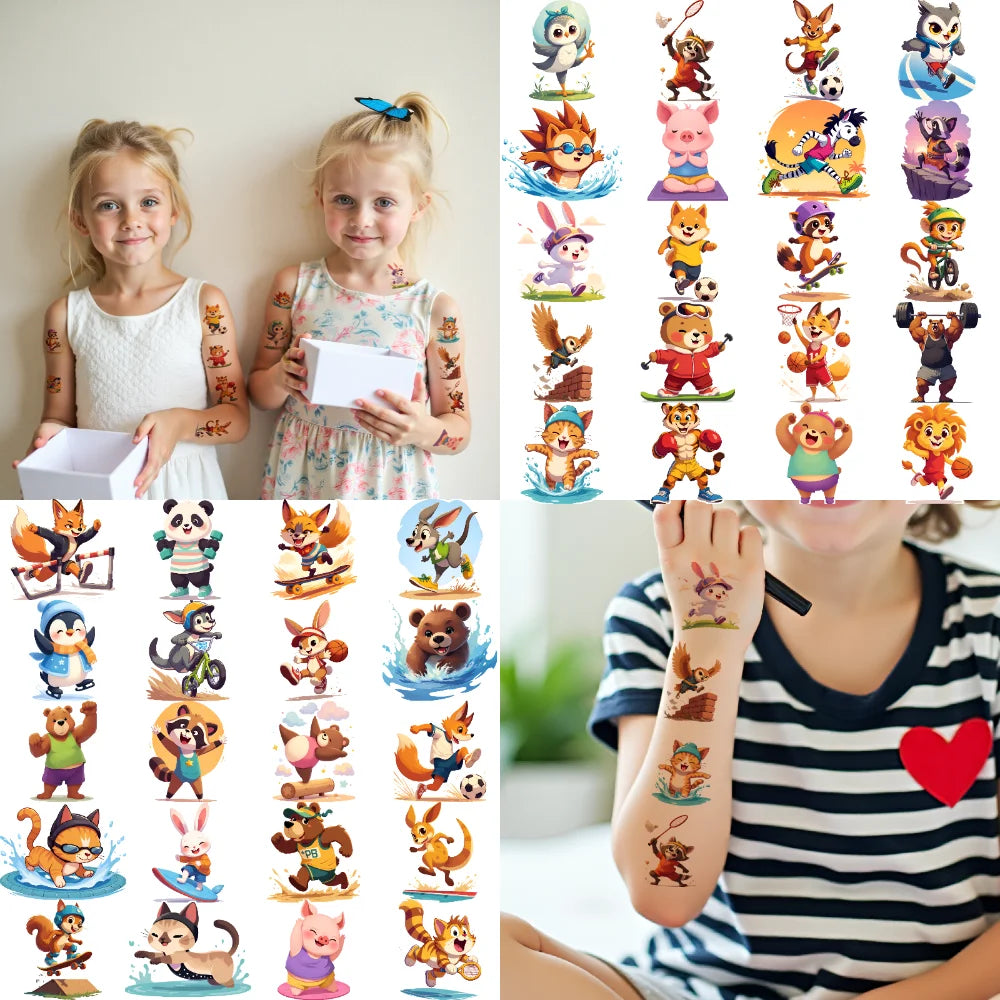 63-Piece Waterproof Temporary Tattoo Stickers – Animal & Anime