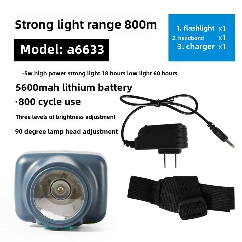 Head Mounted Waterproof Lighting Flashlight Charging Working Miner's Lamp Strong Light Three Level Adjustment Endurance 18 Hours Oasis Select A6633 5W China Mainland