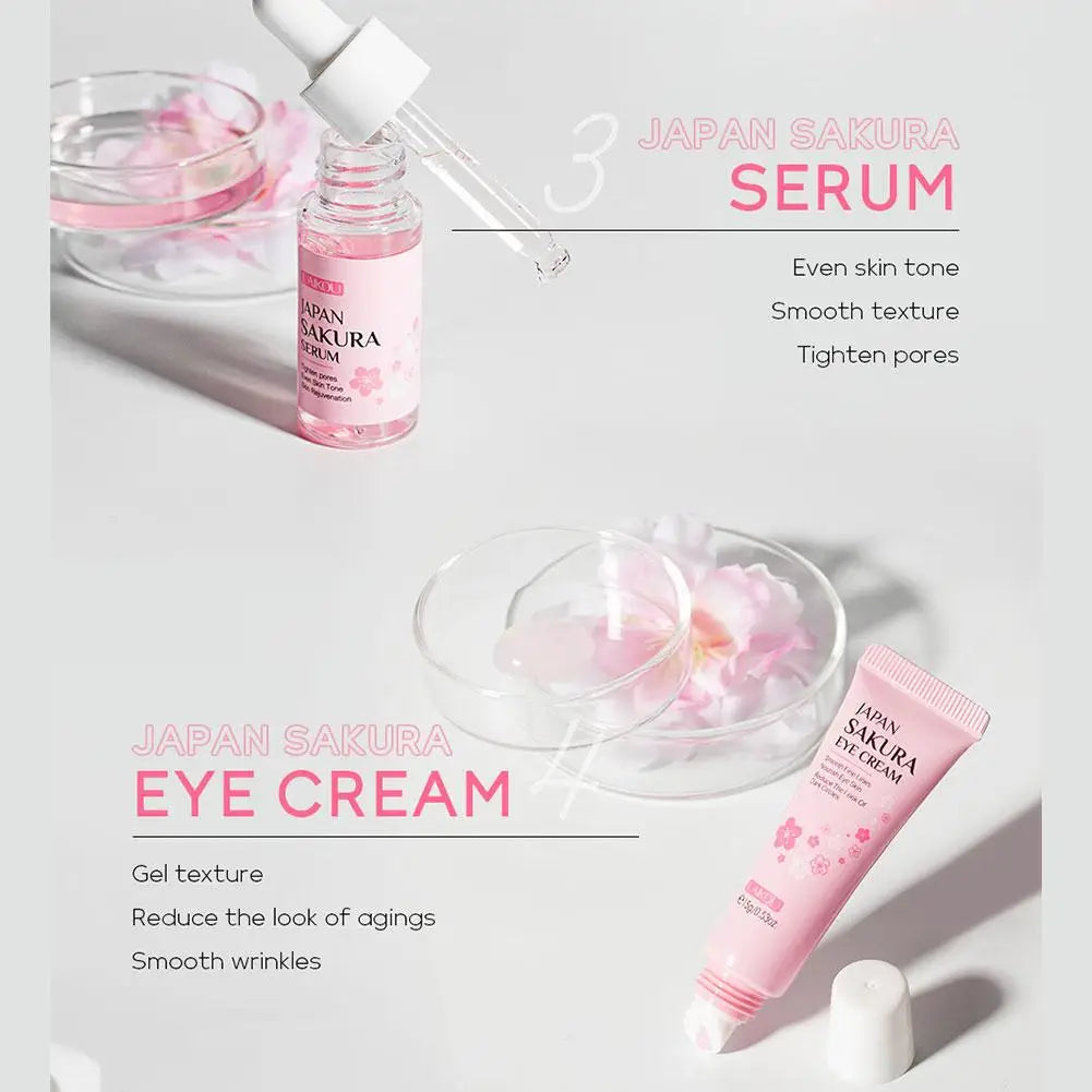 6PCs Sakura Skin Care Sets & Kits With Cleanser,Serum,Eye Cream,Sunscreen Cream Beauty Products For Women Gift Sets Routine Kit Oasis Select
