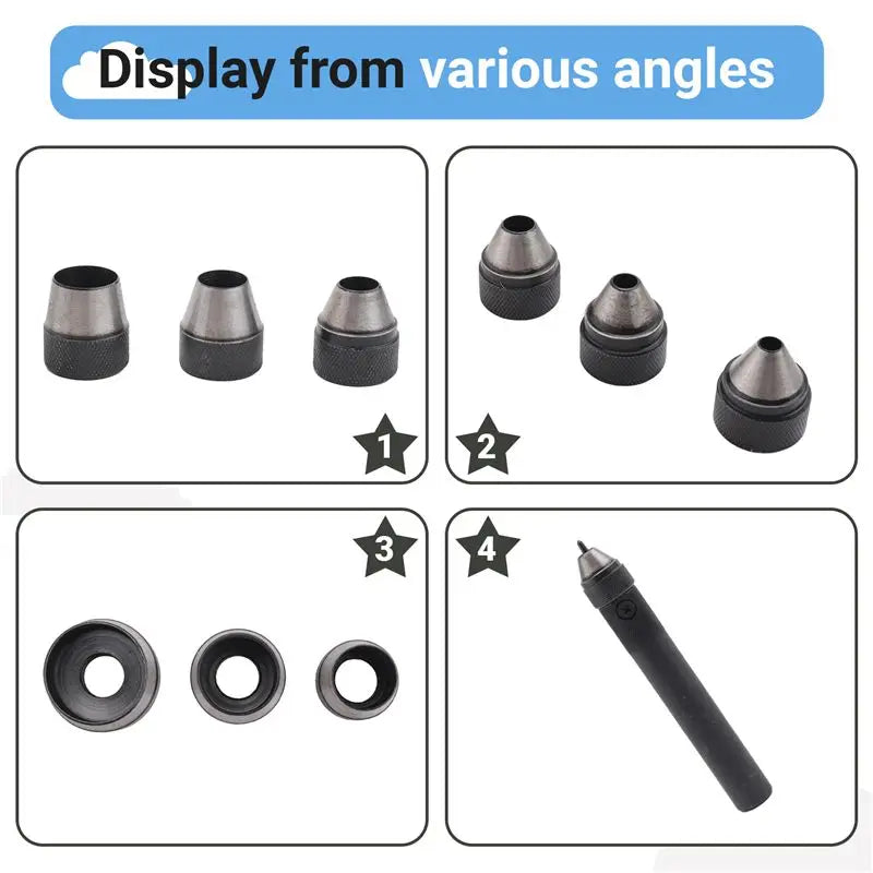 LIKE WISH 10Pcs Heavy Duty Hollow Punch Kit Set Gasket Leather Rubber Punching Diy Leathercraft Perforating Tools Herramientas P Oasis Select