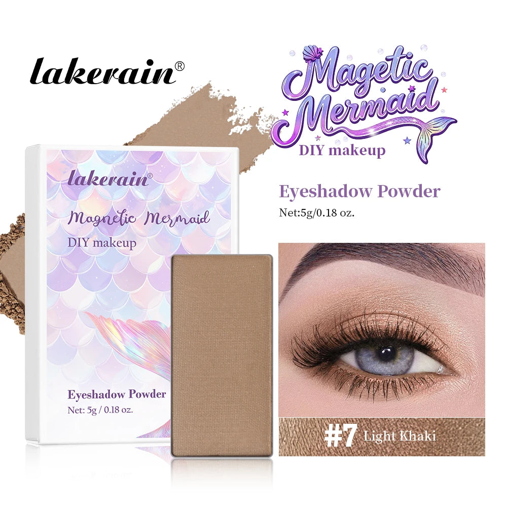 Lakerain Magnetic Mermaid Makeup Palette Long Lasting Waterproof Eyeshadow Palette Refills Multi-purpose DIY Beauty Makeup Gifts Oasis Select 7Light Khaki