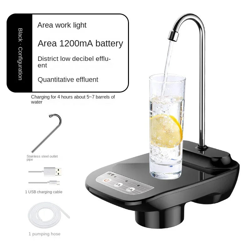Water Bottle Pump Dispenser USB Charging Automatic Drinking Water Pump Portable Electric Water Dispenser Household Appliances Oasis Select Black