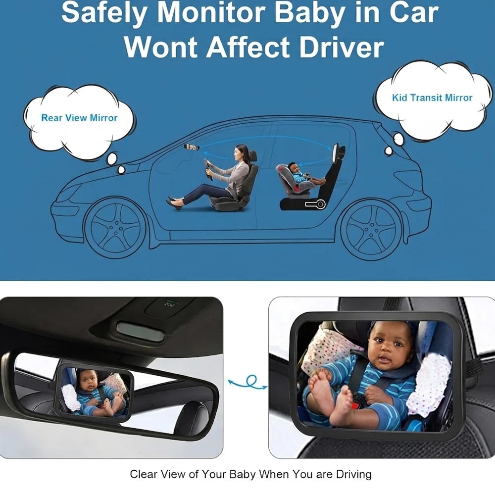 Universal Wide View Adjustable Car Seat Baby Mirror Headrest Mount Safety Monitor Interior Back Rearview for Infant Child Oasis Select