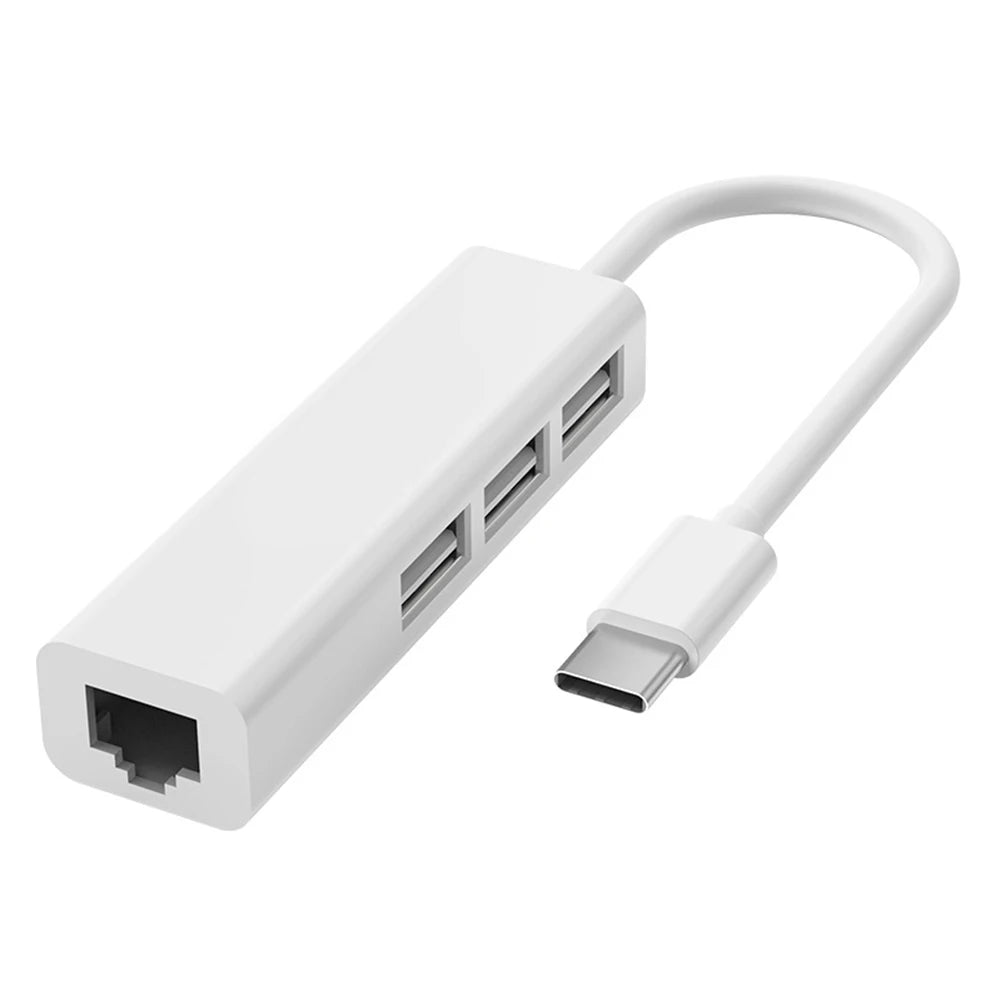 4-in-1 USB-C to RJ45 Ethernet Adapter + 3-Port USB 2.0 Hub USB-C Ethernet Hub Oasis Select SR9900 Type C france