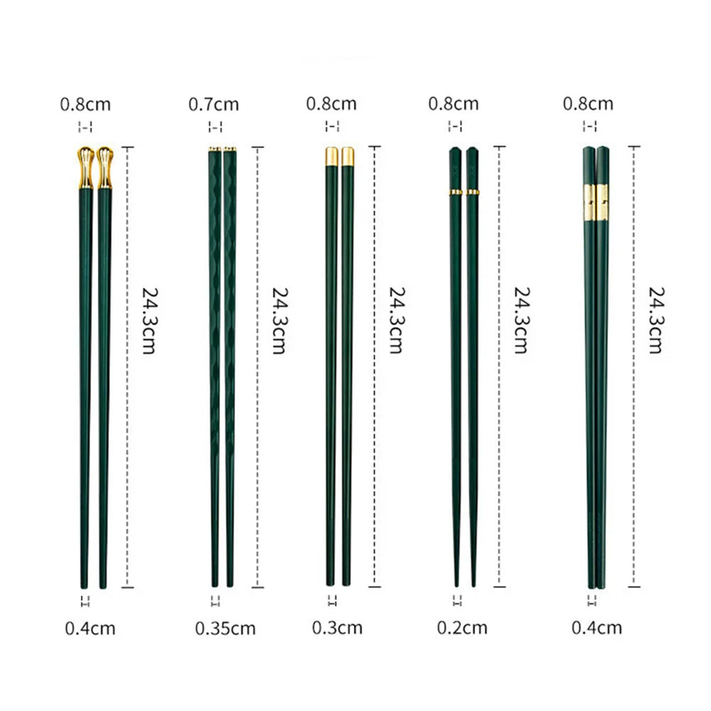 Premium Alloy Chopsticks Set – 5 Pairs, Non-Slip & Reusable