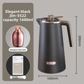 Glass Liner Thermal Jug Large Capacity Insulated Hot Water Bottle Vacuum Flask for Home and Office Oasis Select Black 1600ml