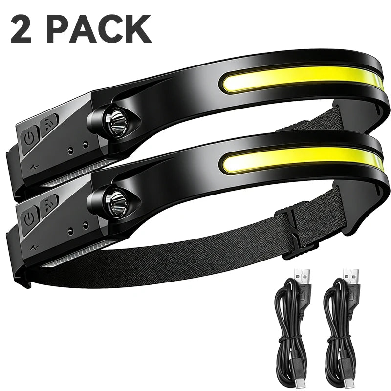 Motion Sensor LED Headlamp USB Rechargeable – 6 Modes IPX4