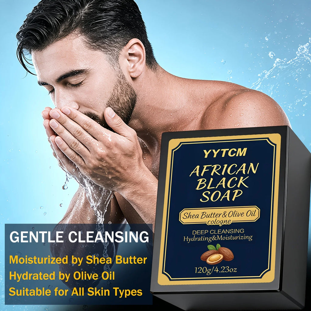 African Black Soap, Bamboo Charcoal Soap, Cologne Scent, Bath and Hand Soap, Contains Shea Butter, Olive Oil, Rich Foam 120G/Piece-1 Piece Oasis Select