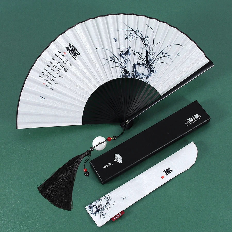 Ancient Folding Fan Black Dragon Fan Chinese Style Summer Hanfu Folding Fan Oasis Select 17 8 inches