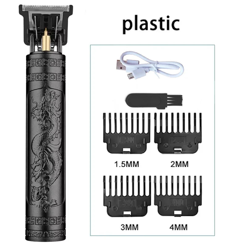 Vintage T9 Electric Hair Cutting Machinefor Men Dragon Buddha Hair Clipper Professional Men Shaver Rechargeable Barber Trimmer Oasis Select black1