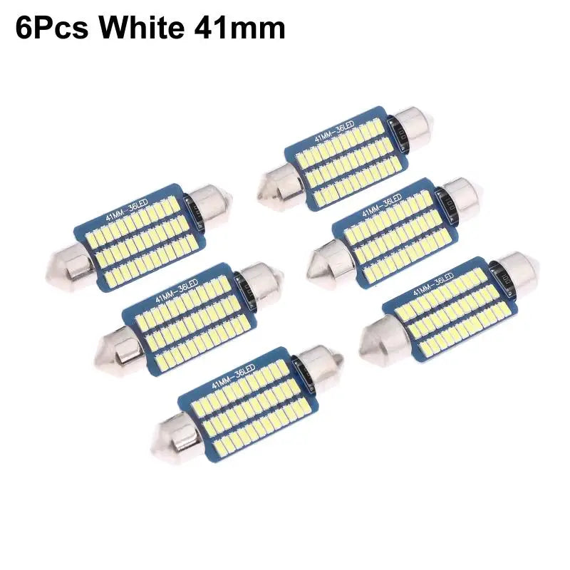 6PCS C5W LED Bulbs Canbus Festoon LED For Car Interior Dome Trunk License Plate Lights 12V 300LM 6500K White Oasis Select A4