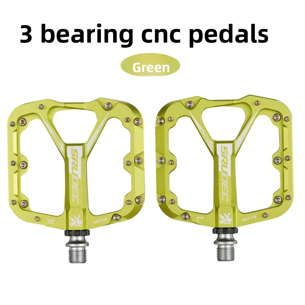 Bicycle, mountain bike, pedal, sealed bearing, pedal, three-layer high strength, increased anti slip pedal equipment Oasis Select green