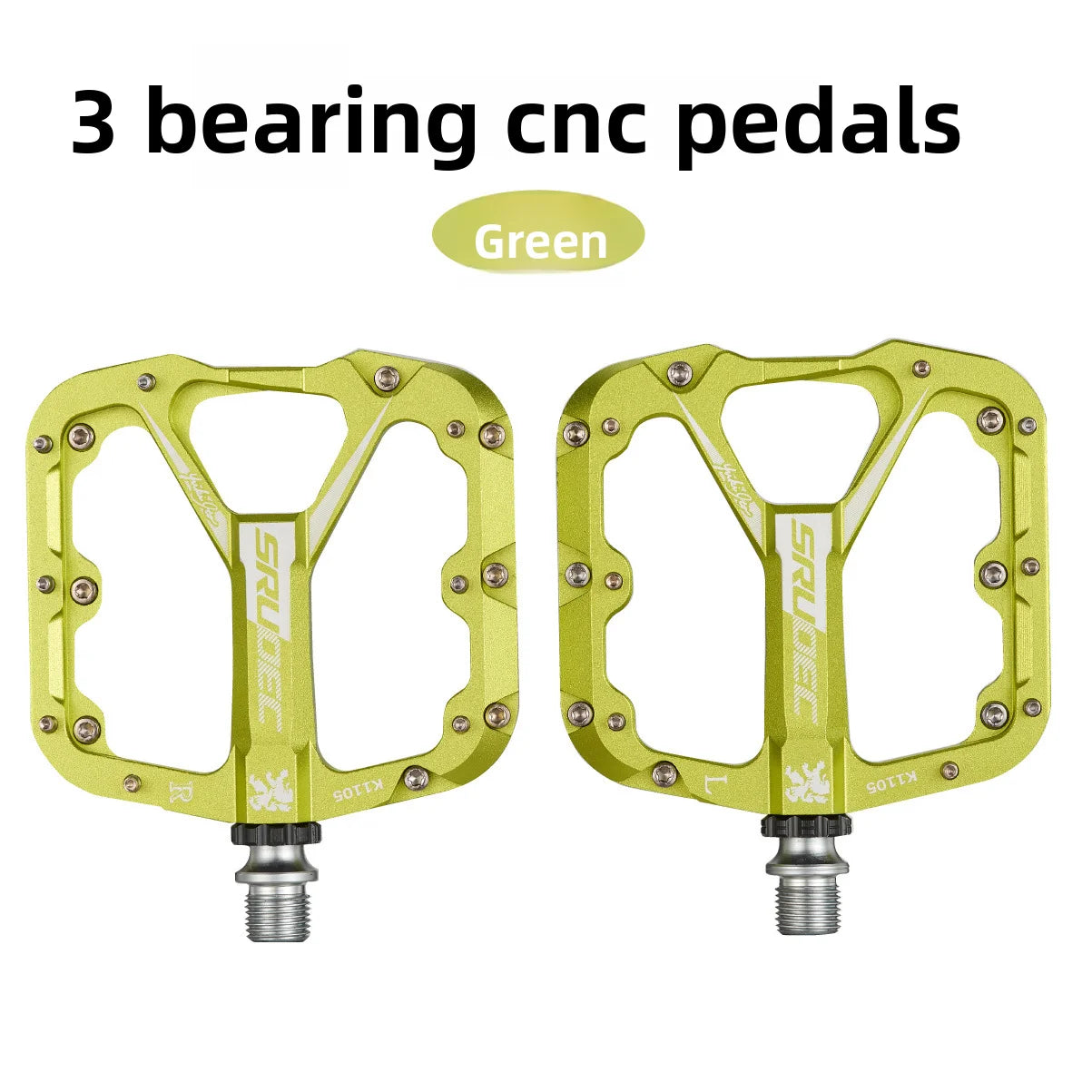 Bicycle, mountain bike, pedal, sealed bearing, pedal, three-layer high strength, increased anti slip pedal equipment Oasis Select green
