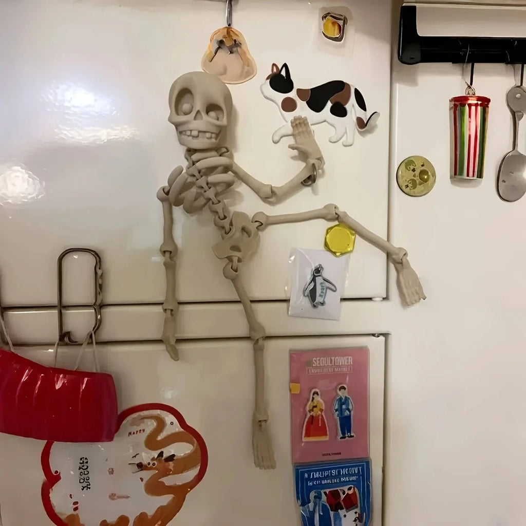 1Pc Magnetic Poseable Skull Fridge Magnet Funny Halloween Gift Easter Kitchen & Dining Decor Home Accessory, Quirky Decor Oasis Select