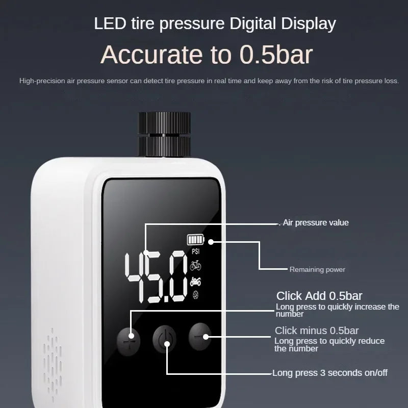 Motorcycle Air Pump Electric Bike Pump 120PSI Inflator Compressor Motobike Tire Pump with Digital Gauge Bike Inflator Pump Oasis Select