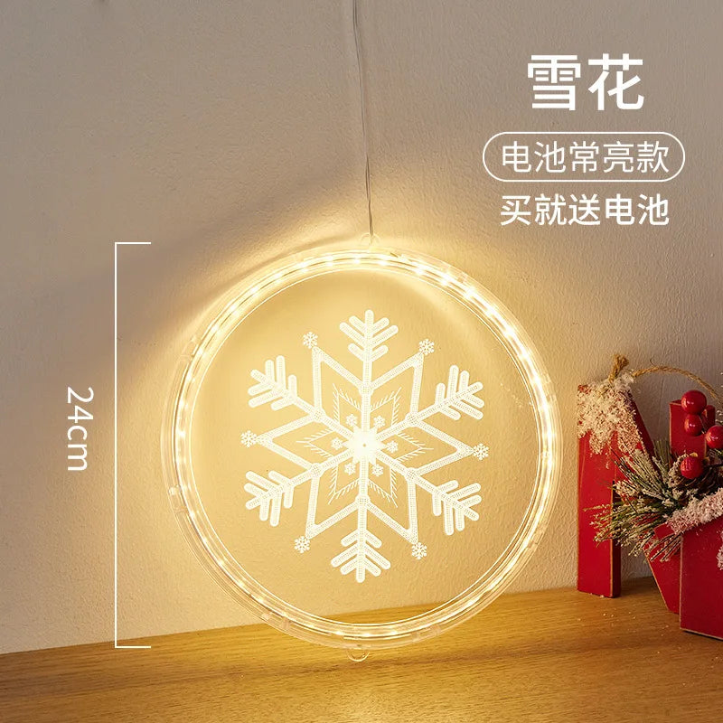 Christmas Transparent Luminous Night Lights, Festive Scene Atmosphere Decoration and Hanging Ornament Store Oasis Select Christmas Snowflake