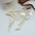 Versatile Elegant Silk Scarf Flower Embroidered Retro Triangular Scarf Breathable Solid Color Hair Ribbon for Women Oasis Select Beige