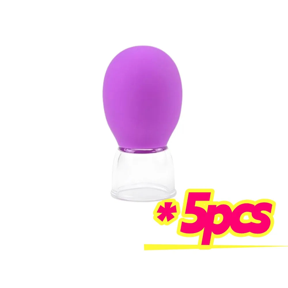 Silicone Face Massager Vacuum Eye Skin Face Lifting Facial Cups Anti Cellulite Jar Anti-Wrinkle Cupping Therapy Beauty Tool Oasis Select B-5PCS