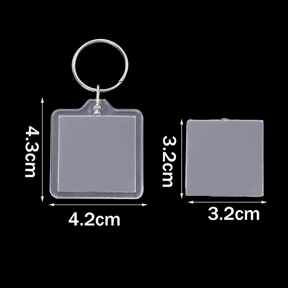 5pcs Acrylic Photo Frame Keychain Holder Photo Picture Insert Blank Keyring with Split Ringfor DIY Craft Jewelry Making Oasis Select 40X43mm
