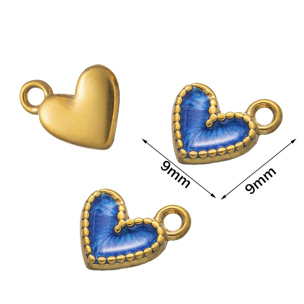 5pcs Gold Stainless Steel Pink Heart Enamel Charms Dangle Pendant for DIY Bracelet Necklace Earrings Supplies Jewelry Making Oasis Select Royal Blue