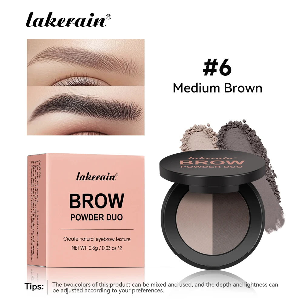 Brow Powder Duo Two-color Eyebrow Powder Design Long-Lasting Natural 3-Dimensional Eyebrow Shape Makeup Fine Powder Cosmetic Oasis Select Medium brown