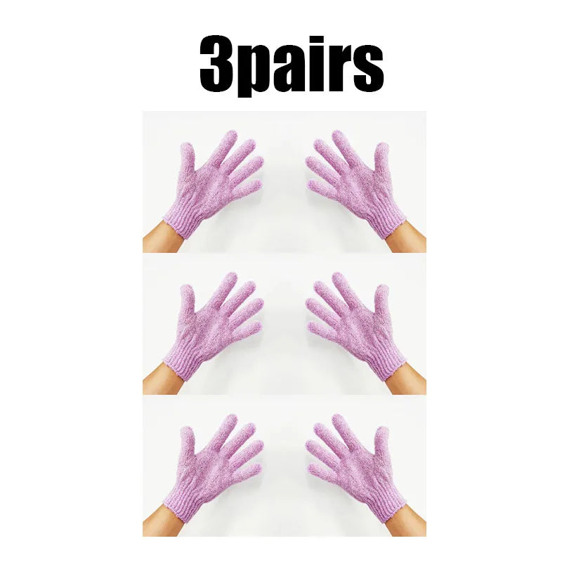 1/2/3pairs Body Cleaning Gloves Washcloth Soft Brush Home Hotel Bathroom Shower Ball Back Scrubber Exfoliating Skin Bath Gloves Oasis Select 3pairs purple