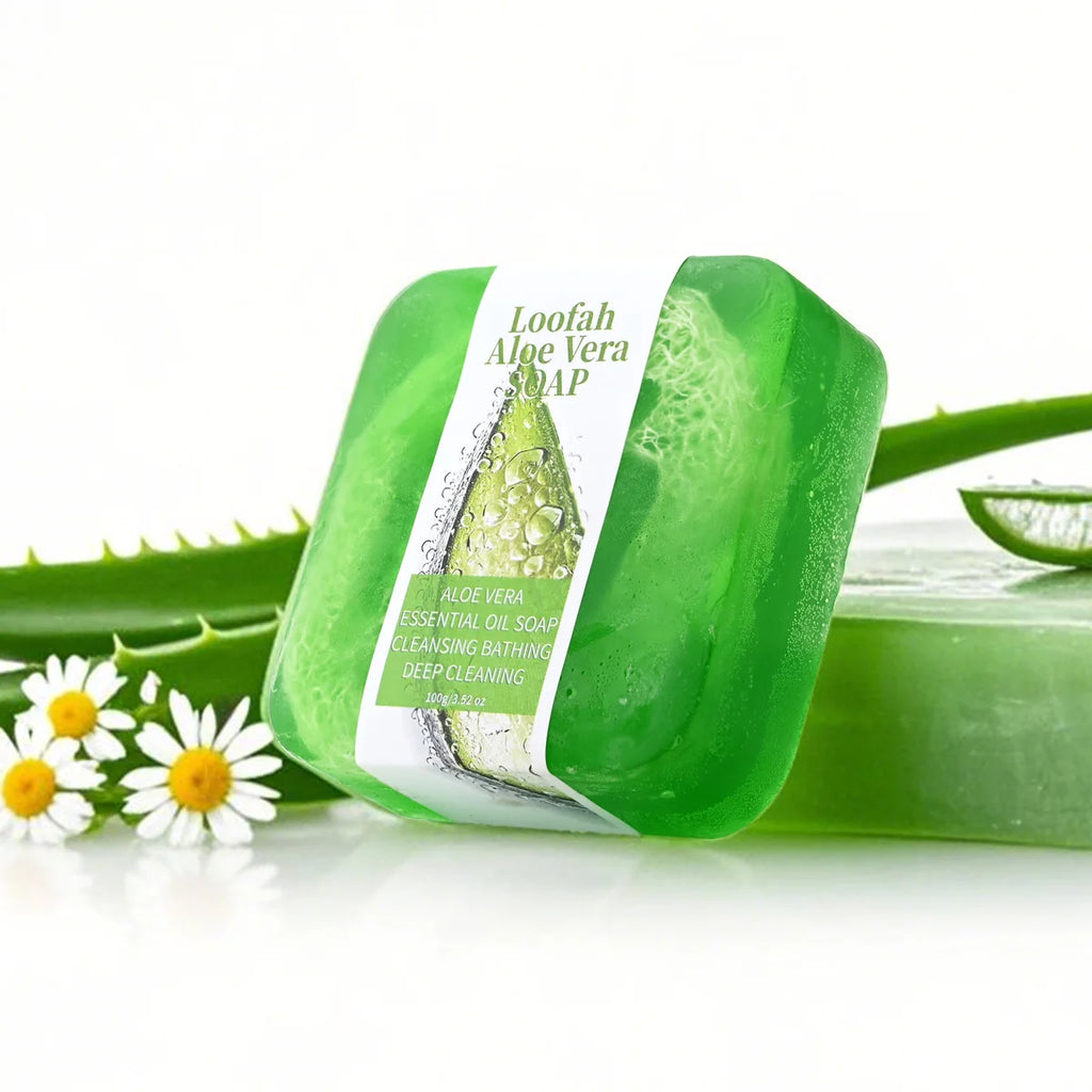 Natural Aloe Vera Luffa Soap – Lemon Brightening & Oil Control