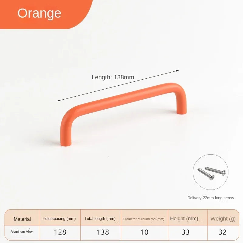 Colorful Kitchen Cabinet Handles 128mm Knobs and Handles for Drawer Cupboard Children's Room Closet Pull Furniture Handle Oasis Select Orange 128mm 1pc
