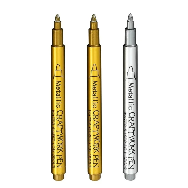 Metallic waterproof permanent marker pens for DIY epoxy resin mold gold silver color drawing supplies craft marker pen Oasis Select Hard nib mix 3Pcs B