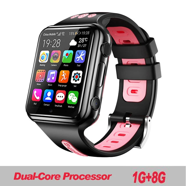 H1/W5 4G GPS Wifi location Student/Kids Smart Watch Phone android system clock app install Bluetooth Smartwatch 4G SIM Card Gift Oasis Select W5 8G black pink Add 32G TF Card