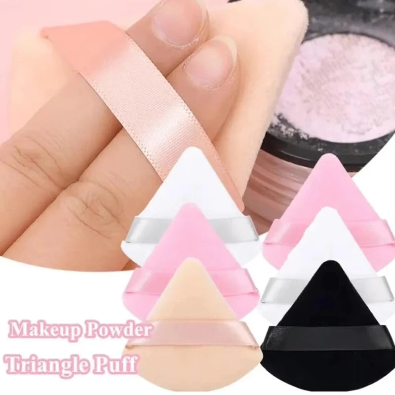 1/3/5/7/9pcs Velvet Cosmetic Powder Pufff Makeup Sponge Puff Dry Use Triangle Makeup Puff Women Soft Smooth Face Makeup Tools Oasis Select