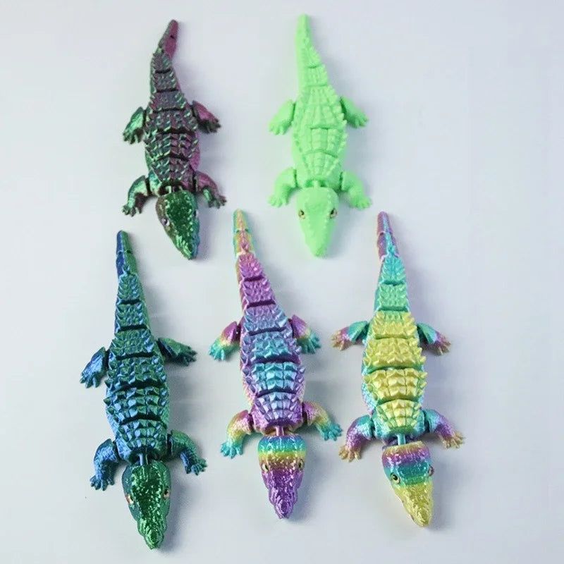 3D Printed Movable Crocodile Model Articulated Rotatable Decoration Funny Office Home Desktop Decor Craft Gift for Adults Oasis Select