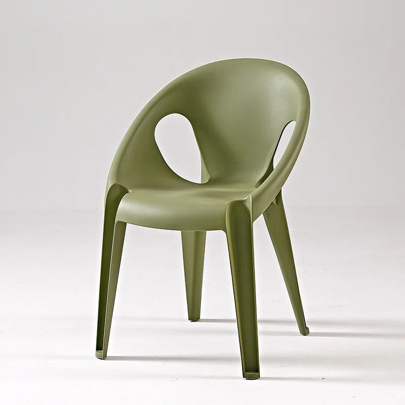 Hollow chair simple light luxury Nordic backrest chair outdoor home thickened casual dining chair rattan chair balcony stool Oasis Select Green 2 pieces