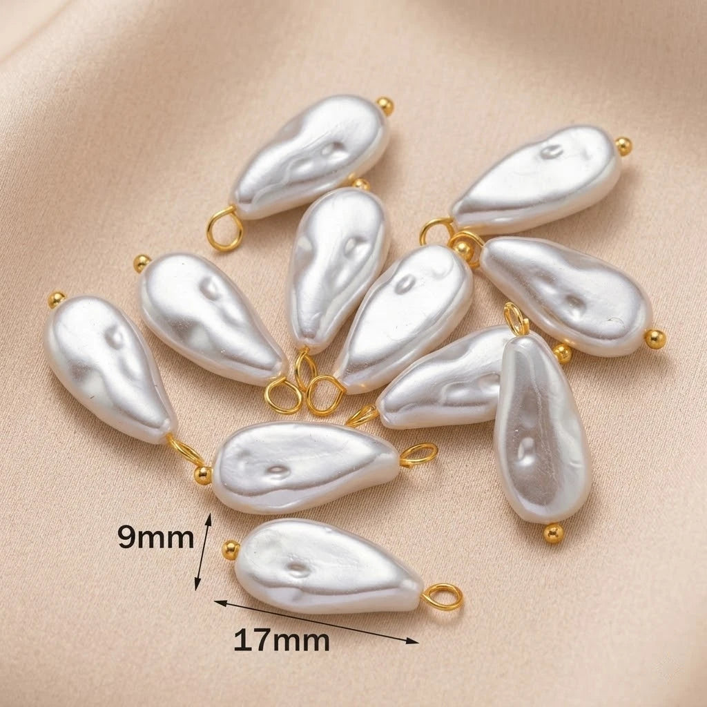 10Pcs Stainless Steel Pearl Pendant Charms Dangles Irregular Pear Pendant with Hoop for DIY Necklaces Earrings Jewelry Making Oasis Select 7