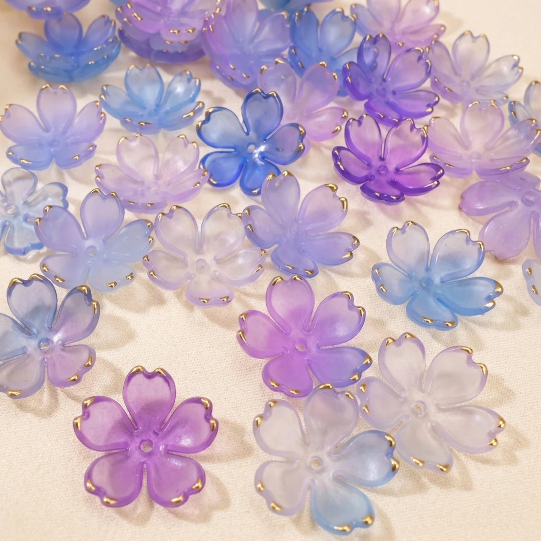 50pcs Colorful Cherry Blossom Beads 5-Petal Acrylic Flower Beads Mini Spacer Beads Hair Charms Christmas for Bracelets Earring Oasis Select 1