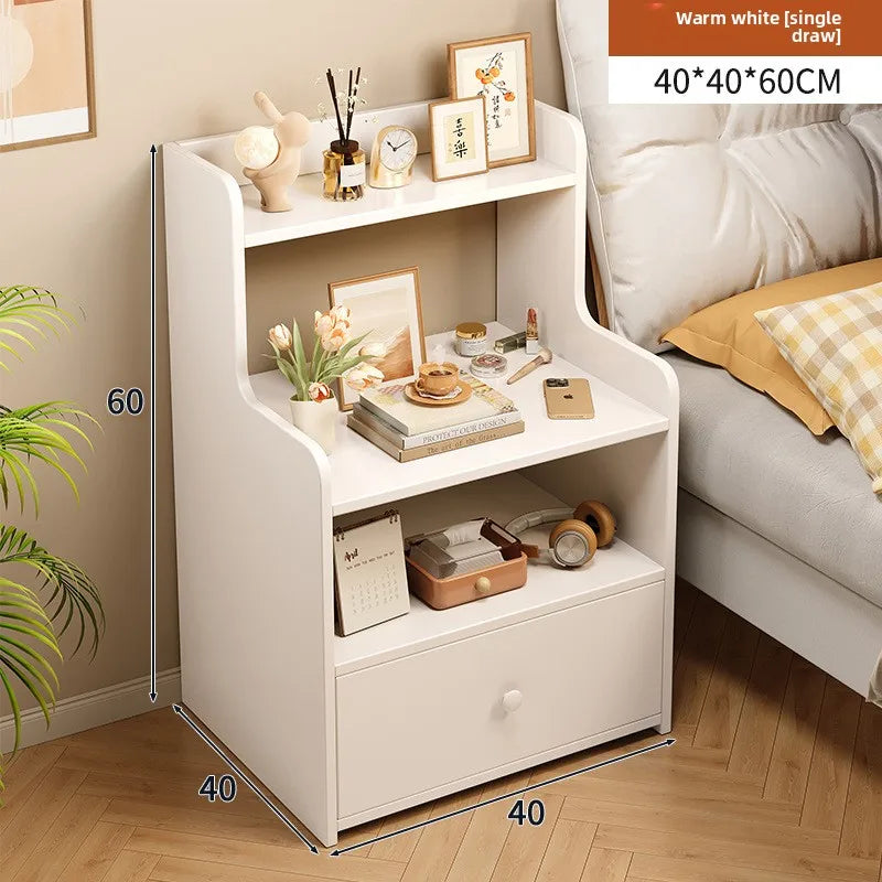 Bedside table Bedroom Simple storage Locked storage cabinet Small bedside storage shelf Rental house Mini low cabinet Oasis Select Warm white 40 1