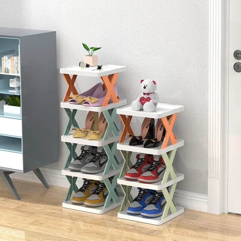 Household Economy Simple Shoe Rack Multi-layer Space Saving Free Installation of Dustproof Folding Plastic Shoe Storage Rack Oasis Select