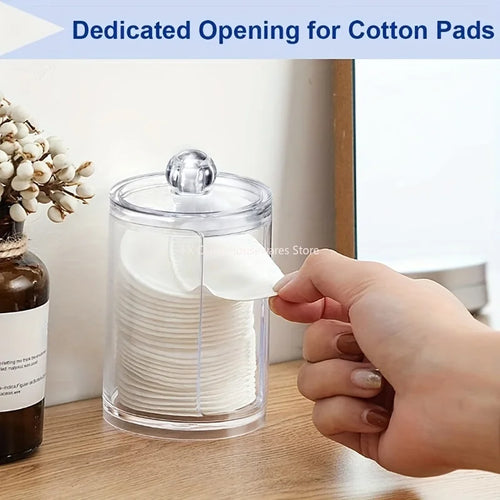 1/2 Pcs Makeup Organizer Round Clear Acrylic Makeup Organizer Makeup Cotton Pad Swab Holder Cotton Pad Organizer Box Makeup Pads Oasis Select
