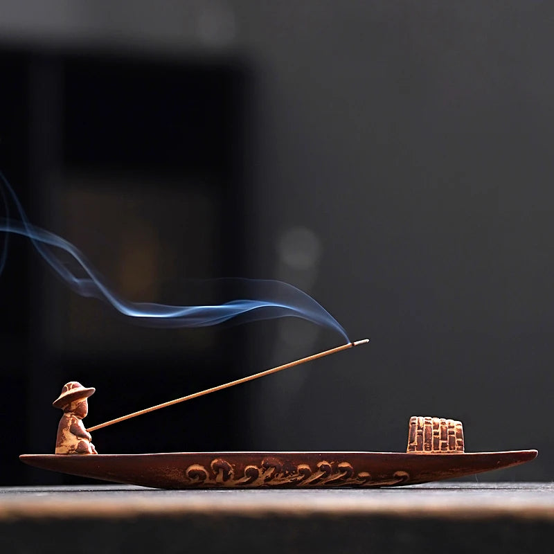 An Old Man's Fishing Room Features A Creative Incense Stand with A Zen Tea Ceremony and A Ceramic Aroma Diffuser Insence Burner Oasis Select