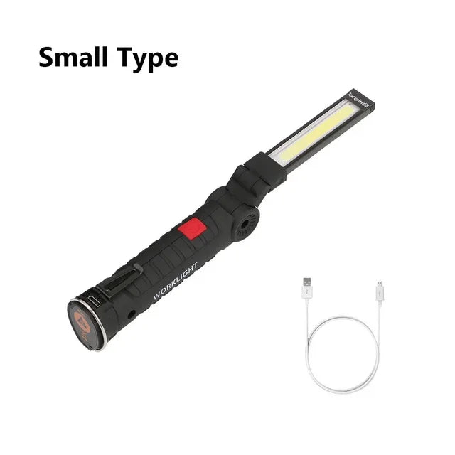 New Portable COB LED Flashlight USB Rechargeable Work Light Magnetic Lanterna Hanging Lamp with Built-in Battery Camping Torch Oasis Select W51 small