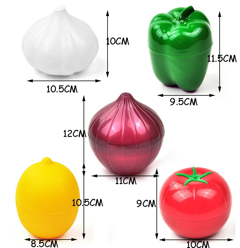 5pcs Food Savers Avocado Keepers Storage Container for Onion Lemon Pepper Tomato Garlic Creative Kitchen Refrigerator Gadget Oasis Select