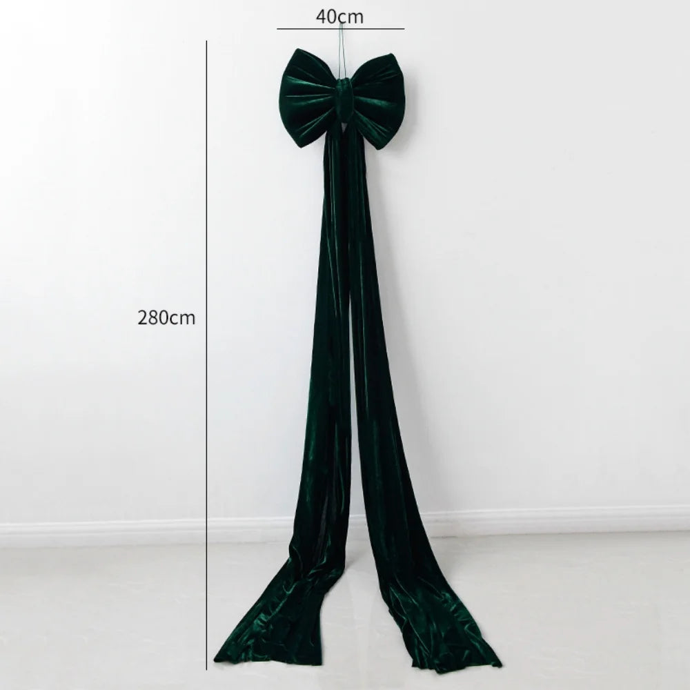 Super Large Christmas Bow Pendant Red Velvet Xmas Tree Bowknot Pendant Ornaments for Home Decor New Year Party Gifts Decoration Oasis Select 280cm Green