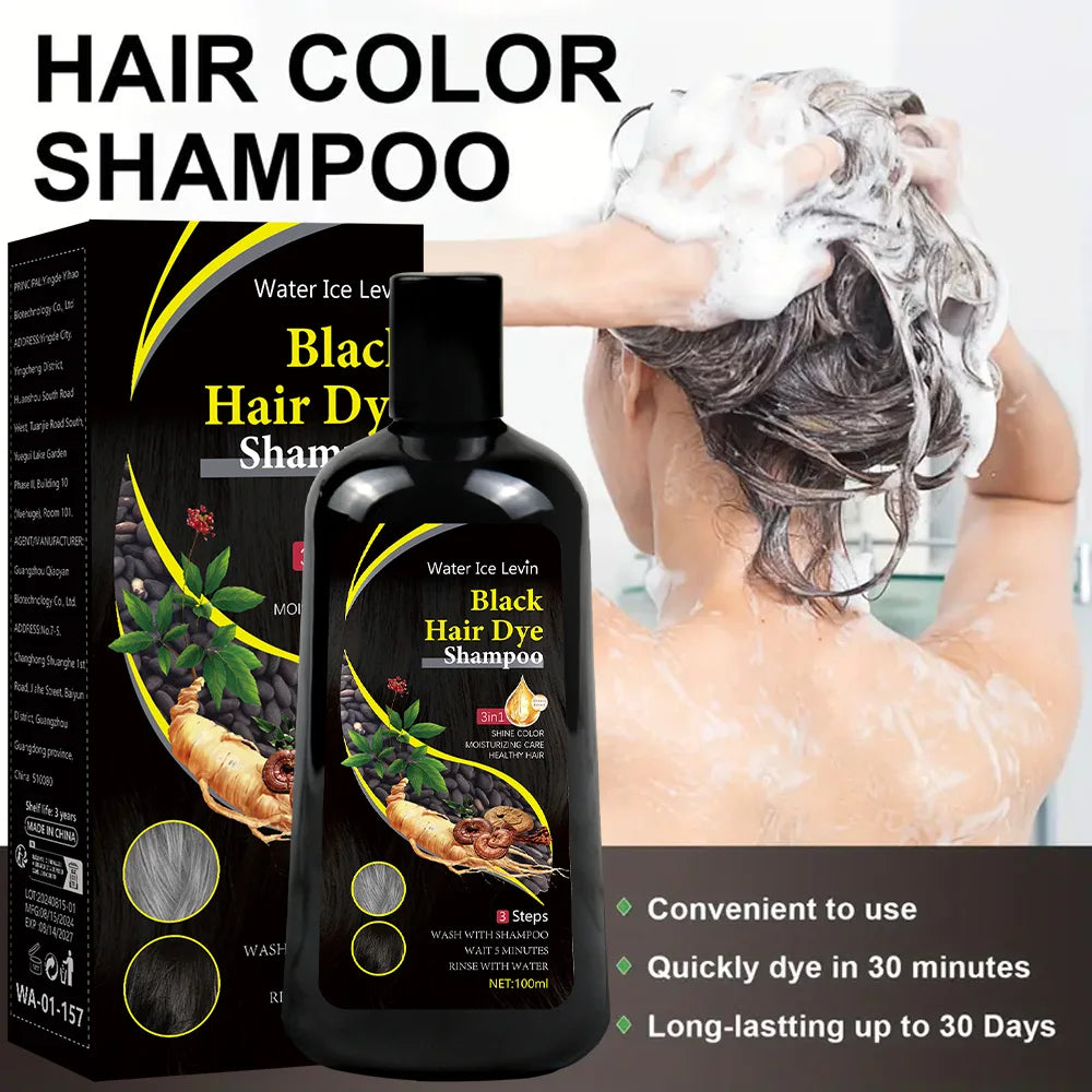 Black Hair Dye Shampoo 3-in-1 – Natural Herbal Gray Coverage Hair Dye Shampoo Oasis Select