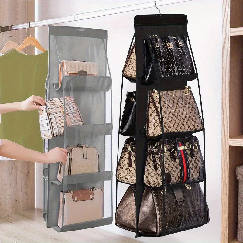 2pcs Wardrobe Closet Transparent Storage Bag Hanging Handbag Organizer Sundry Shoe Bag with Hanger Pouch Transparent Storage Oasis Select