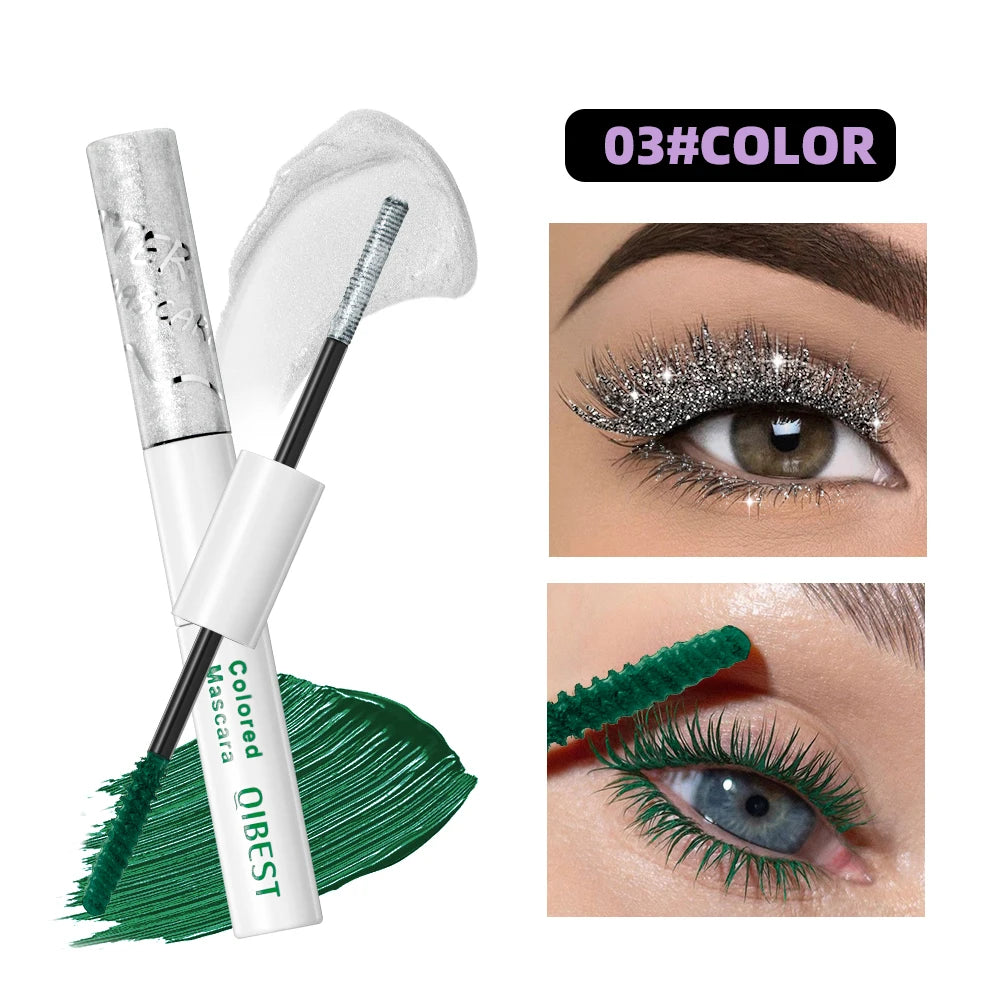 QiBest 2-in-1 Glitter & Colored Mascara | Waterproof, 6 Colors