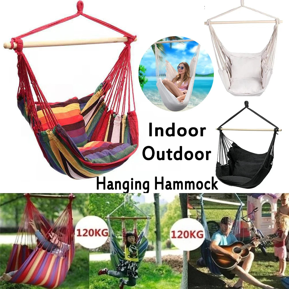 Outdoor Indoor Camping Rope Bed Home Garden Hanging Chair Fabric 120KG Hanging Hammock Hammock Chair Hammock Swings Swing Seat Oasis Select