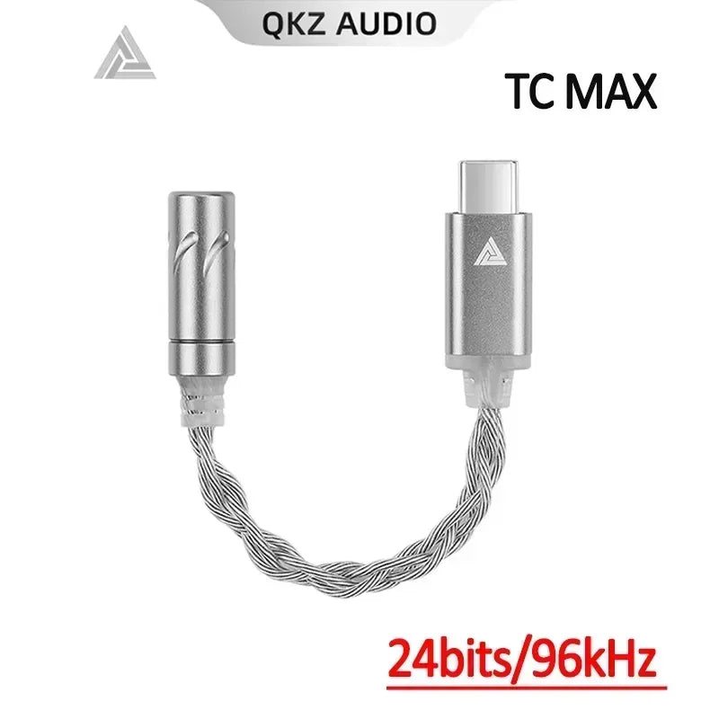 QKZ TC-MAX Pro HiFi DAC USB Type C To 3.5mm Headphone Amplifier Audio Decoder IEM AMP Mobile Phone Adapter CX31993 32bits/384kHz Oasis Select B <=0.5m