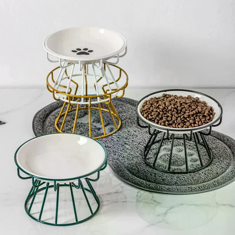 Ceramic Raised Pet Bowl Food Water Treats For Cats &amp Doggie Cat Stand Bowl Dogs Supplies Outdoor Feeding Drinking Accessories Oasis Select